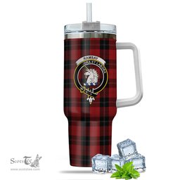 ScotsTee Shop Scottish Ramsay Clan Crest Tartan Tumbler with Handle 40oz Insulated Tumbler