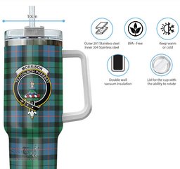 ScotsTee Shop Scottish Morrison Ancient Clan Crest Tartan Tumbler with Handle 40oz Insulated Tumbler