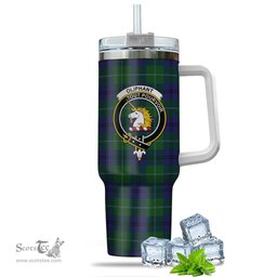 ScotsTee Shop Scottish Oliphant Clan Crest Tartan Tumbler with Handle 40oz Insulated Tumbler