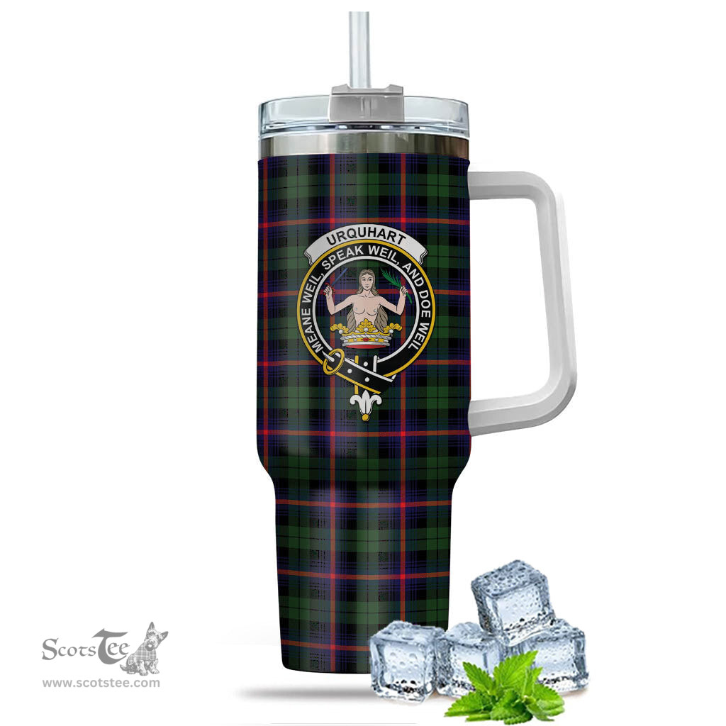 ScotsTee Shop Scottish Urquhart Modern Clan Crest Tartan Tumbler with Handle 40oz Insulated Tumbler
