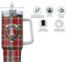 ScotsTee Shop Scottish MacLean of Duart Dress Red Clan Crest Tartan Tumbler with Handle 40oz Insulated Tumbler