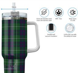 ScotsTee Shop Scottish MacIntyre Hunting Clan Tartan Tumbler with Handle 40oz Insulated Tumbler