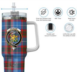 ScotsTee Shop Scottish Newton Clan Crest Tartan Tumbler with Handle 40oz Insulated Tumbler