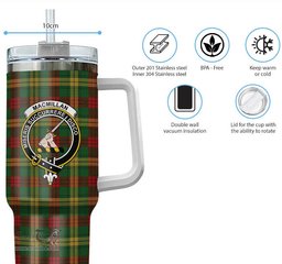 ScotsTee Shop Scottish MacMillan Society of Glasgow Clan Crest Tartan Tumbler with Handle 40oz Insulated Tumbler