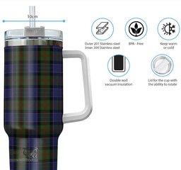 ScotsTee Shop Scottish McFadzen #03 Clan Tartan Tumbler with Handle 40oz Insulated Tumbler