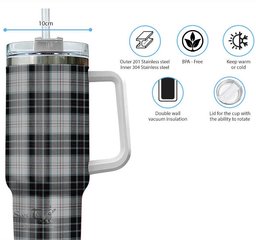 ScotsTee Shop Scottish MacRae Dress Clan Tartan Tumbler with Handle 40oz Insulated Tumbler