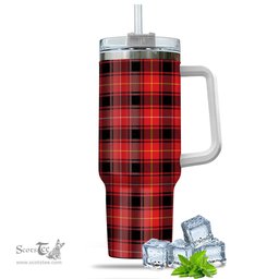 ScotsTee Shop Scottish MacIver Modern Clan Tartan Tumbler with Handle 40oz Insulated Tumbler