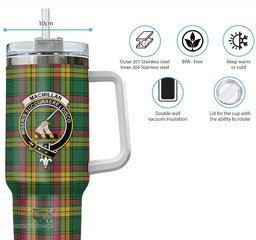 ScotsTee Shop Scottish MacMillan Old Ancient Clan Crest Tartan Tumbler with Handle 40oz Insulated Tumbler
