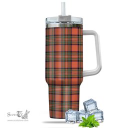 ScotsTee Shop Scottish Stewart Royal Ancient Clan Tartan Tumbler with Handle 40oz Insulated Tumbler