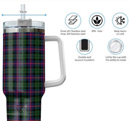 ScotsTee Shop Scottish Morrison Modern Clan Tartan Tumbler with Handle 40oz Insulated Tumbler