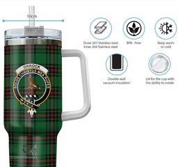 ScotsTee Shop Scottish Orrock Clan Crest Tartan Tumbler with Handle 40oz Insulated Tumbler