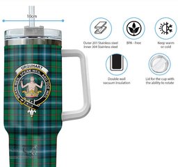 ScotsTee Shop Scottish Urquhart Ancient Clan Crest Tartan Tumbler with Handle 40oz Insulated Tumbler