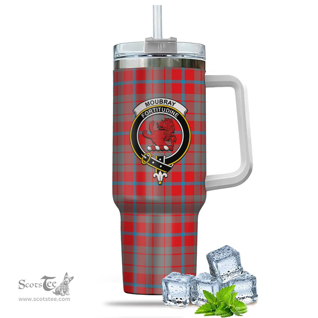 ScotsTee Shop Scottish Moubray Clan Crest Tartan Tumbler with Handle 40oz Insulated Tumbler