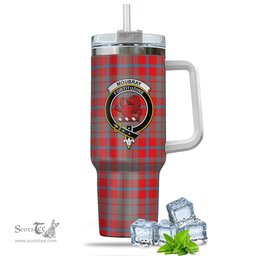 ScotsTee Shop Scottish Moubray Clan Crest Tartan Tumbler with Handle 40oz Insulated Tumbler