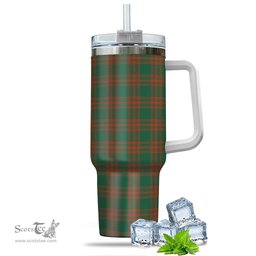 ScotsTee Shop Scottish Menzies Green Ancient Clan Tartan Tumbler with Handle 40oz Insulated Tumbler