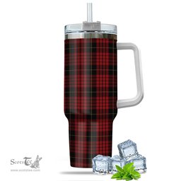 ScotsTee Shop Scottish MacQueen Clan Tartan Tumbler with Handle 40oz Insulated Tumbler