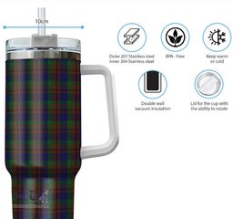 ScotsTee Shop Scottish Mann Clan Tartan Tumbler with Handle 40oz Insulated Tumbler