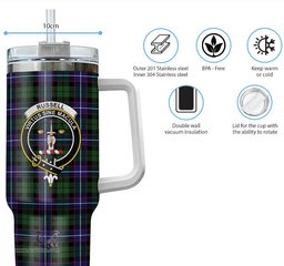 ScotsTee Shop Scottish Russell Modern Clan Crest Tartan Tumbler with Handle 40oz Insulated Tumbler