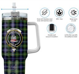 ScotsTee Shop Scottish MacNeil of Barra Modern Clan Crest Tartan Tumbler with Handle 40oz Insulated Tumbler