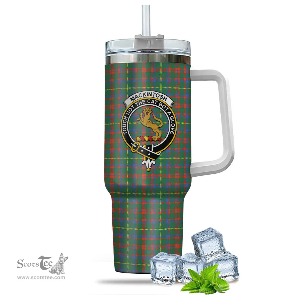 ScotsTee Shop Scottish MacKintosh Hunting Ancient Clan Crest Tartan Tumbler with Handle 40oz Insulated Tumbler