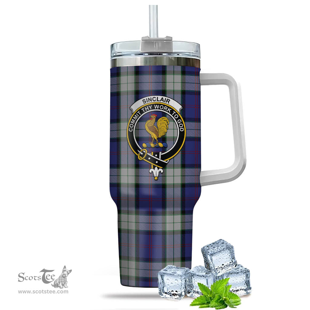 ScotsTee Shop Scottish Sinclair Dress Clan Crest Tartan Tumbler with Handle 40oz Insulated Tumbler