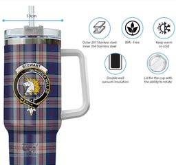 ScotsTee Shop Scottish Stewart of Appin Hunting Dress Clan Crest Tartan Tumbler with Handle 40oz Insulated Tumbler