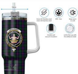 ScotsTee Shop Scottish Urquhart Clan Crest Tartan Tumbler with Handle 40oz Insulated Tumbler