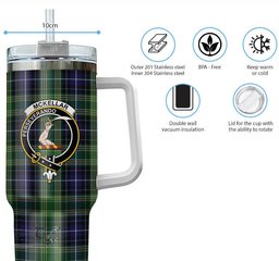 ScotsTee Shop Scottish McKellar Clan Crest Tartan Tumbler with Handle 40oz Insulated Tumbler