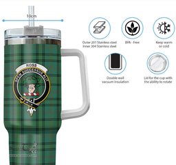 ScotsTee Shop Scottish Ross Hunting Ancient Clan Crest Tartan Tumbler with Handle 40oz Insulated Tumbler