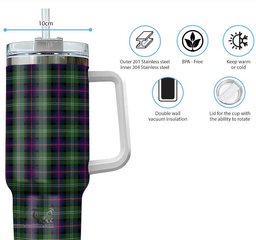 ScotsTee Shop Scottish Sutherland Modern Clan Tartan Tumbler with Handle 40oz Insulated Tumbler