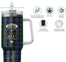 ScotsTee Shop Scottish MacPhail Hunting Clan Crest Tartan Tumbler with Handle 40oz Insulated Tumbler