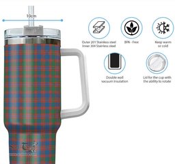 ScotsTee Shop Scottish MacIntyre Ancient Clan Tartan Tumbler with Handle 40oz Insulated Tumbler
