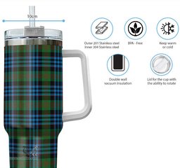 ScotsTee Shop Scottish Newlands of Lauriston Clan Tartan Tumbler with Handle 40oz Insulated Tumbler
