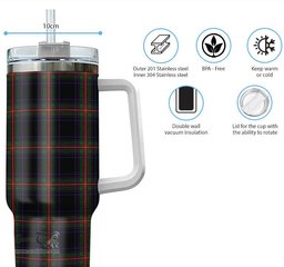 ScotsTee Shop Scottish Watt Clan Tartan Tumbler with Handle 40oz Insulated Tumbler