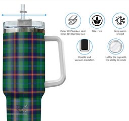 ScotsTee Shop Scottish Young Modern Clan Tartan Tumbler with Handle 40oz Insulated Tumbler
