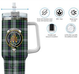 ScotsTee Shop Scottish MacKenzie Dress Clan Crest Tartan Tumbler with Handle 40oz Insulated Tumbler