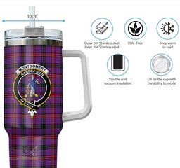 ScotsTee Shop Scottish Montgomery Modern Clan Crest Tartan Tumbler with Handle 40oz Insulated Tumbler