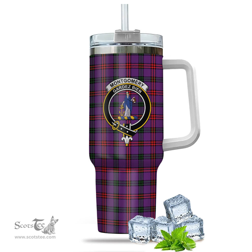 ScotsTee Shop Scottish Montgomery Modern Clan Crest Tartan Tumbler with Handle 40oz Insulated Tumbler