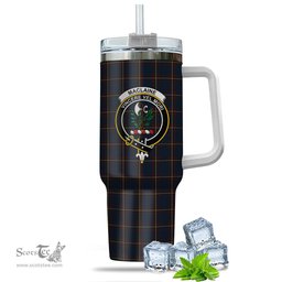 ScotsTee Shop Scottish MacLaine of Lochbuie Hunting Clan Crest Tartan Tumbler with Handle 40oz Insulated Tumbler
