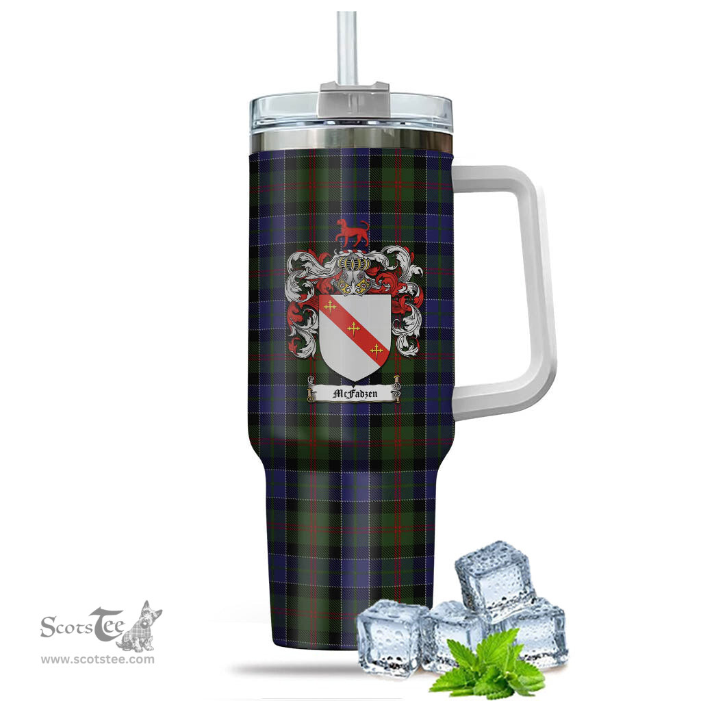ScotsTee Shop Scottish McFadzen 03 Clan Crest Tartan Tumbler with Handle 40oz Insulated Tumbler