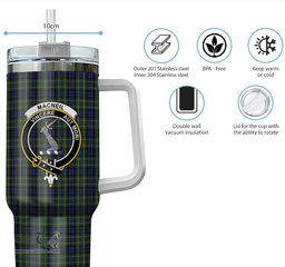 ScotsTee Shop Scottish MacNeil of Colonsay Clan Crest Tartan Tumbler with Handle 40oz Insulated Tumbler