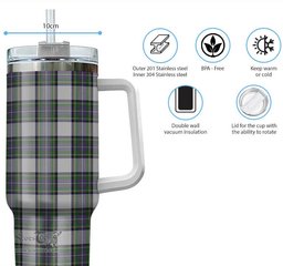 ScotsTee Shop Scottish Pritchard Clan Tartan Tumbler with Handle 40oz Insulated Tumbler