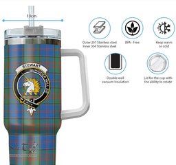 ScotsTee Shop Scottish Stewart of Appin Hunting Ancient Clan Crest Tartan Tumbler with Handle 40oz Insulated Tumbler