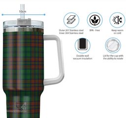 ScotsTee Shop Scottish Matheson Hunting Highland Clan Tartan Tumbler with Handle 40oz Insulated Tumbler