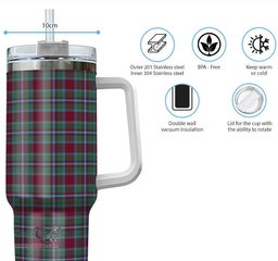 ScotsTee Shop Scottish Spens (Spence) Clan Tartan Tumbler with Handle 40oz Insulated Tumbler