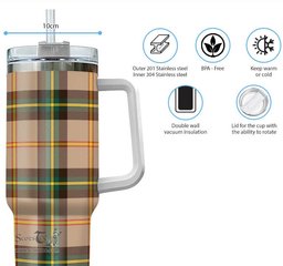 ScotsTee Shop Scottish Saskatchewan Province Canada Clan Tartan Tumbler with Handle 40oz Insulated Tumbler