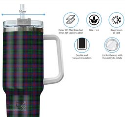 ScotsTee Shop Scottish MacLachlan Hunting Clan Tartan Tumbler with Handle 40oz Insulated Tumbler