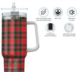 ScotsTee Shop Scottish Spens Modern Clan Tartan Tumbler with Handle 40oz Insulated Tumbler