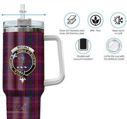 ScotsTee Shop Scottish McCall (Caithness) Clan Crest Tartan Tumbler with Handle 40oz Insulated Tumbler