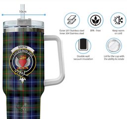 ScotsTee Shop Scottish Smith Modern Clan Crest Tartan Tumbler with Handle 40oz Insulated Tumbler